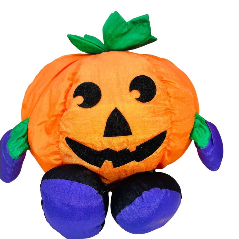 Gibson Greetings JACK-O-LANTERN NYLON PLUSH 9" Parachute Style 1996 Pumpkin VTG